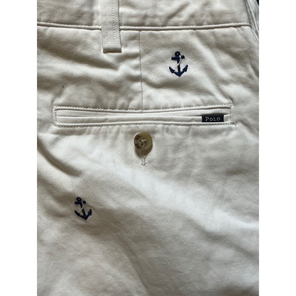 Polo Ralph Lauren Mens Classic Fit White Embroidered Anchor Chino Pants SZ 36 30 - Picture 4 of 12
